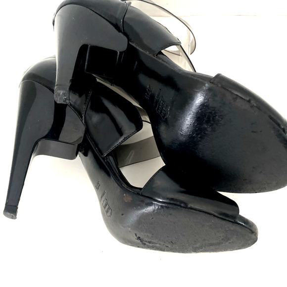 PIERRE HARDY Sandal Black Patent Leather Clear PVC Open Toe Slim Heel 37.5 - Picture 8 of 10